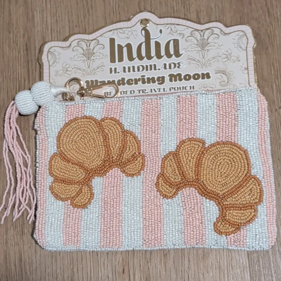 Wandering Moon Handmade In India Beaded Bag Lot: 6 Beaded Pouches & 1 Nag Charm - Picture 3 of 14